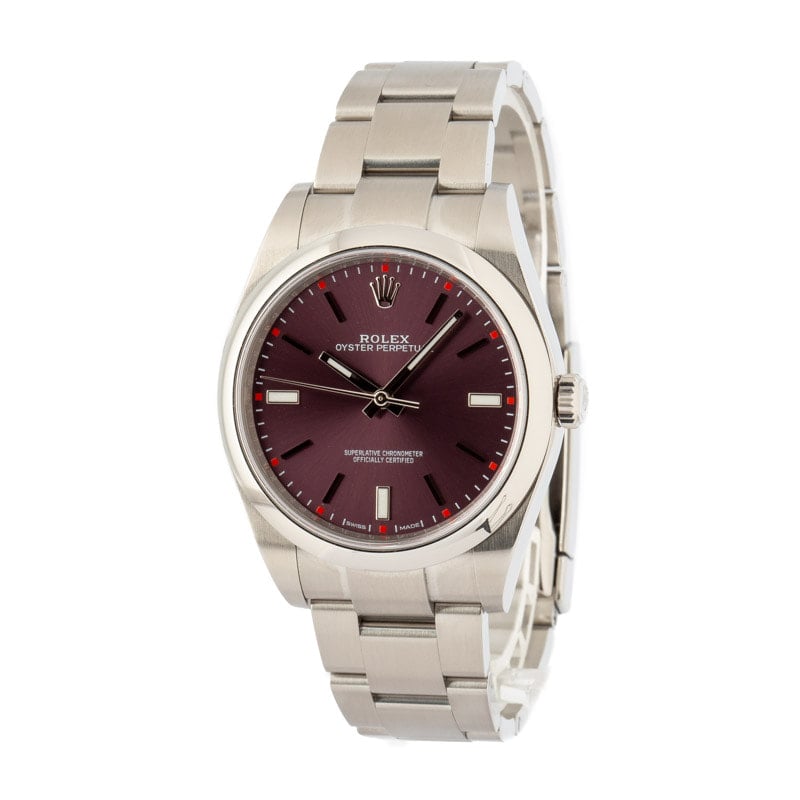 Rolex Oyster Perpetual 39MM 114300 Red Grape Dial