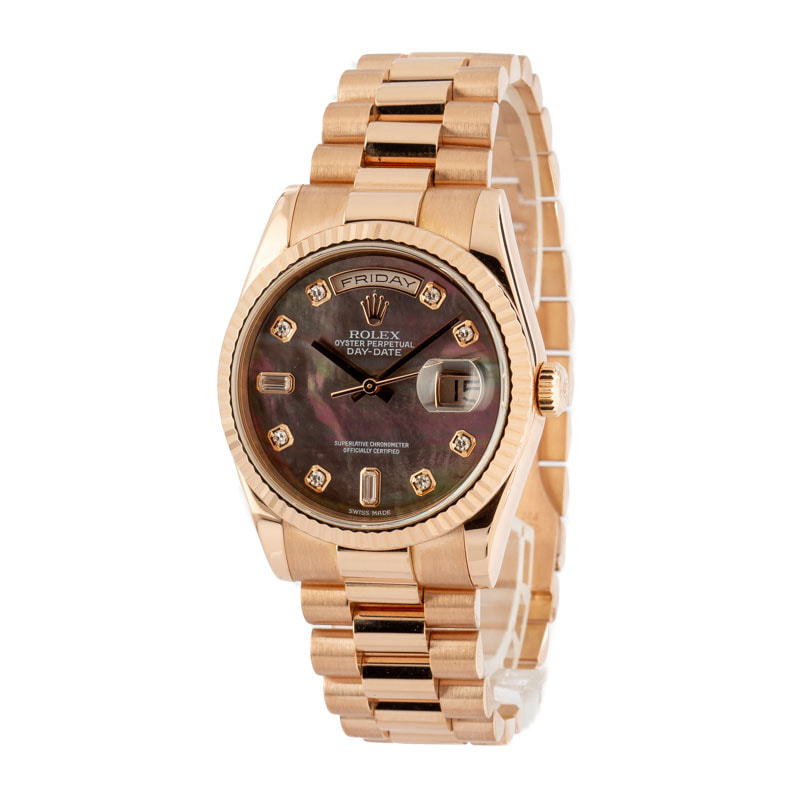 Pre Owned Rolex Day-Date 118235 Everose Gold Mother of Pearl