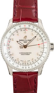 Breitling Navitimer Automatic 35 Steel on Burgundy Strap