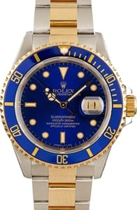 Rolex Steel and Gold Submariner 16613 Blue Dial