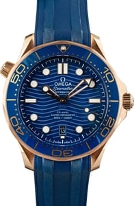 Omega Seamaster Diver 300M Sedna Gold on Rubber Strap