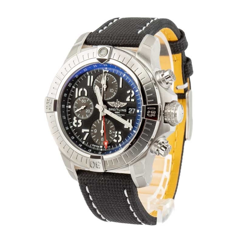 Breitling Avenger Chronograph GMT 45 Steel on Anthracite Strap