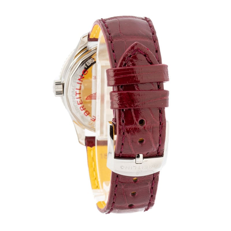 Breitling Navitimer Automatic 35 Steel on Burgundy Strap