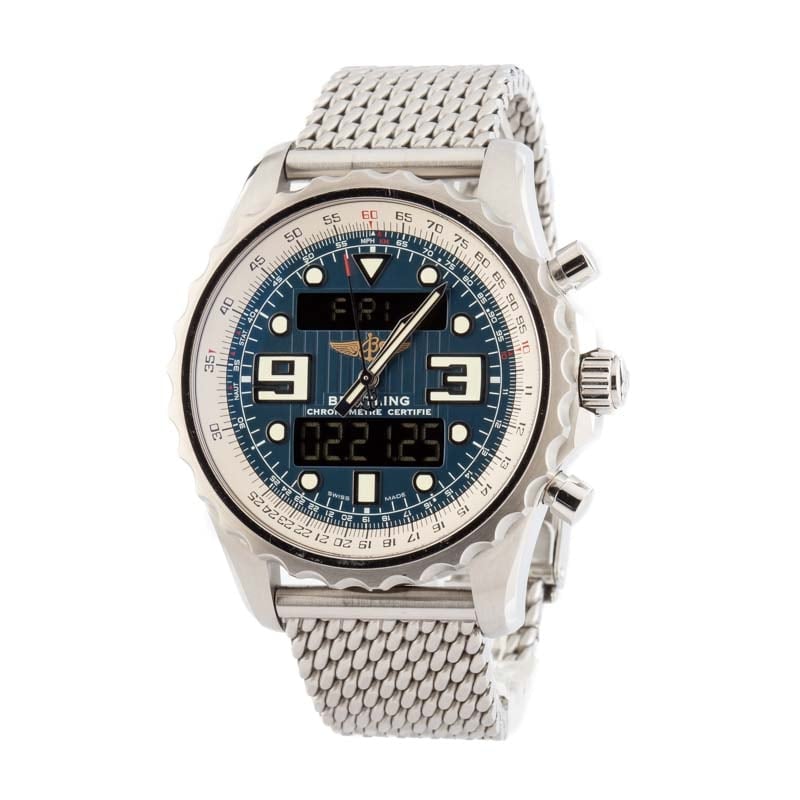 Pre-owned Breitling Chronospace Blue Digital Dial