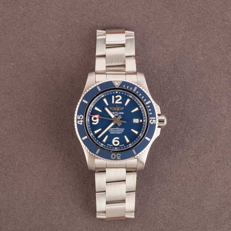 Pre-owned Breitling Superocean 44 Stainless Steel Blue Dial