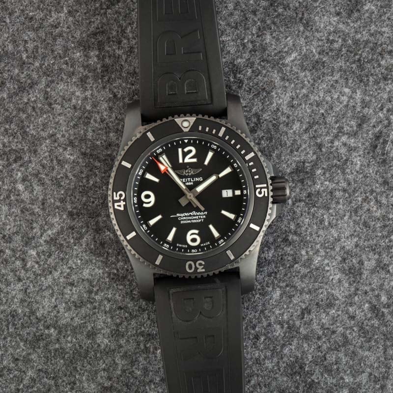 Breitling Superocean Black Dial DLC Steel