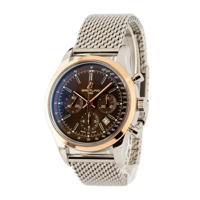 Breitling Men's Transocean GMT Chronograph Limited Edition Stainless Steel Automatic Watch (AB0451) | 43 mm Diameter | Certified Pre-owned | Tourneau