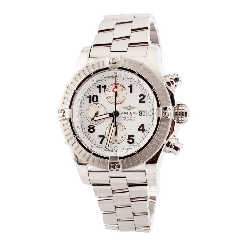 Breitling Super Avenger Chronograph White Arabic Dial