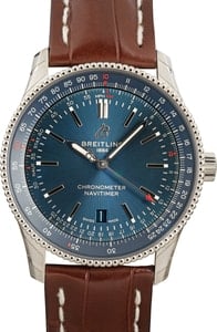 Breitling Navitimer Automatic 41 Blue Dial Steel on Leather Strap