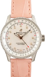 Breitling Navitimer Automatic 35 Steel on Pink Leather Strap