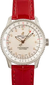 Breitling Navitimer Automatic 35 Steel on Red Leather Strap