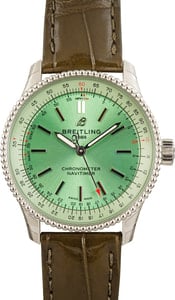 Breitling Navitimer Automatic 35 Steel on Green Leather Strap