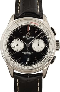 Breitling Premier B01 Black Dial & Leather Strap