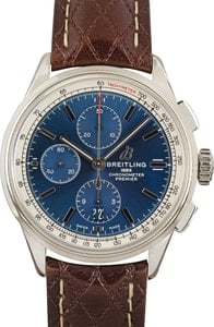 Pre-owned Breitling Premier Stainless Steel Blue Dial