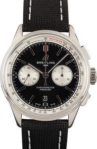 Pre-owned Breitling Premier B01 Black Dial & Leather Strap