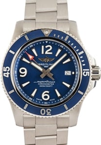 Pre-owned Breitling Superocean 44 Stainless Steel Blue Dial