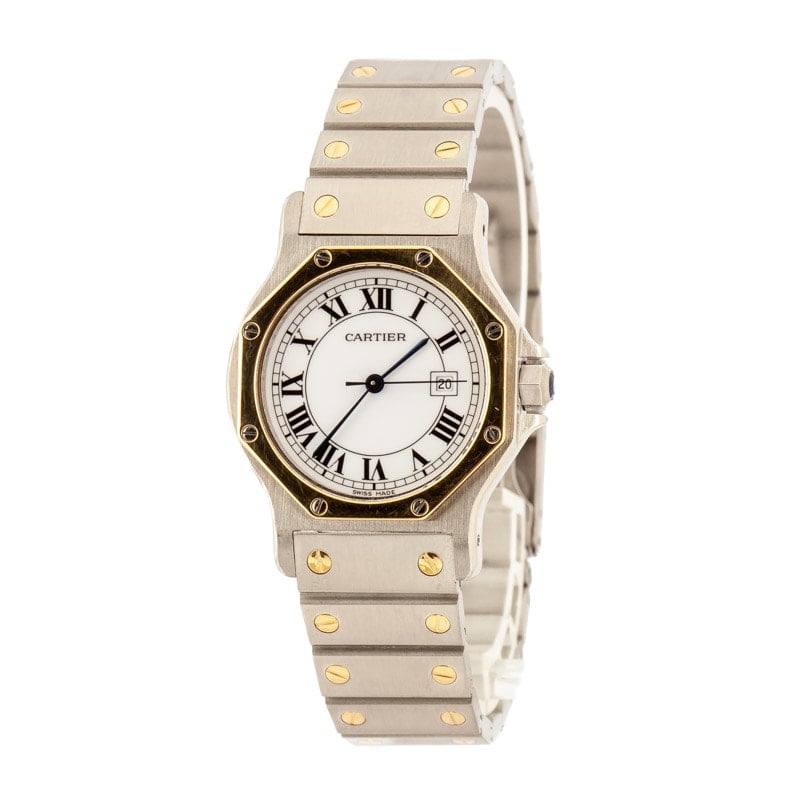 Pre-owned Cartier Santos Ronde Stainless Steel & Yellow Gold