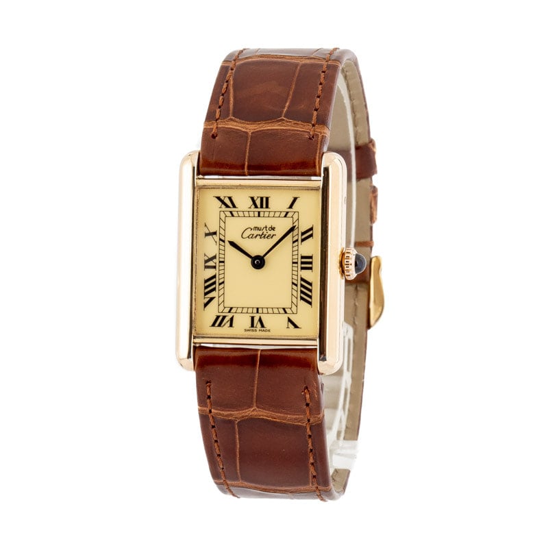 Must de Cartier Brown Leather Strap