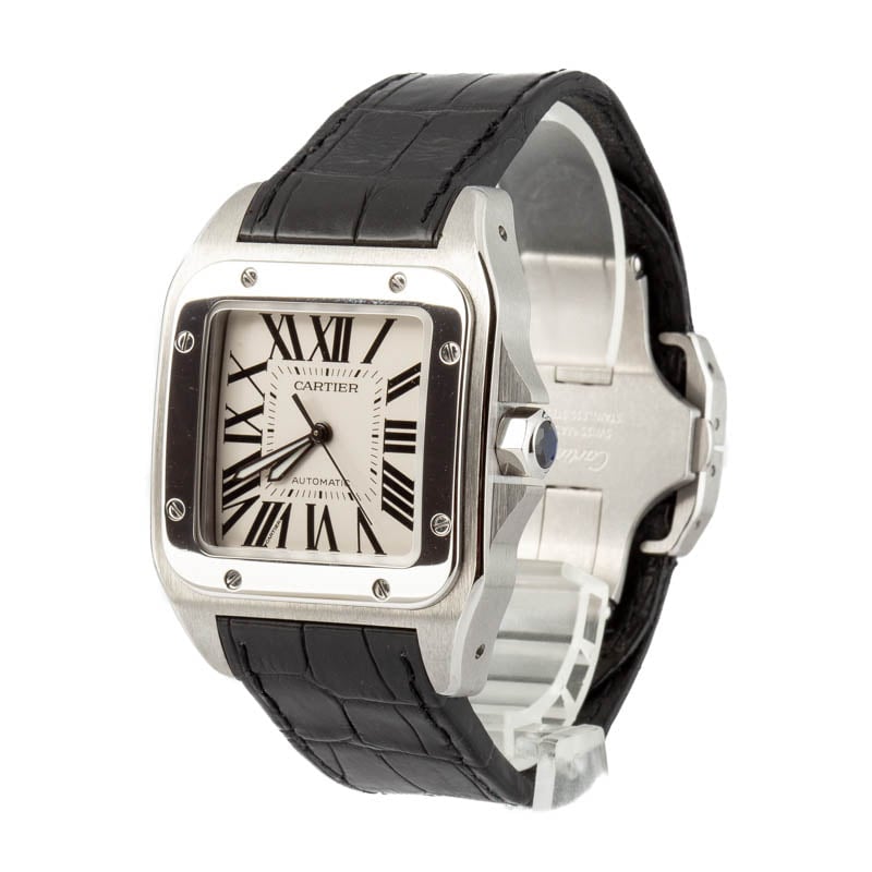 Cartier Santos 100 Stainless Steel Roman Dial