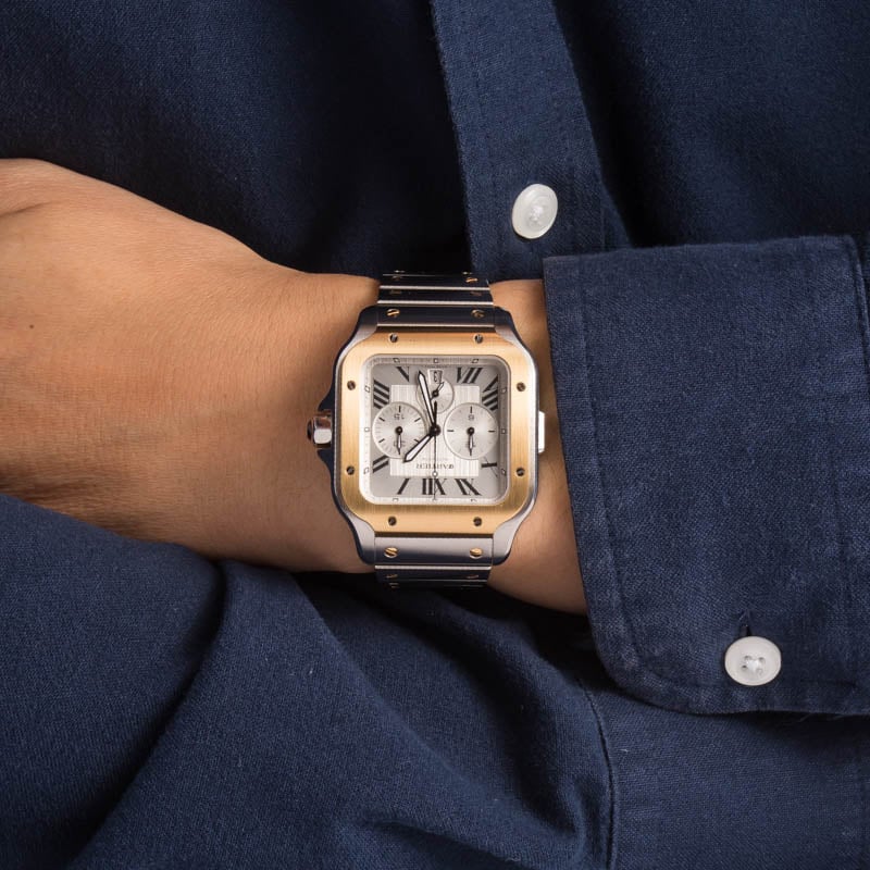 Cartier Santos de Cartier Chronograph Steel & 18k Yellow Gold