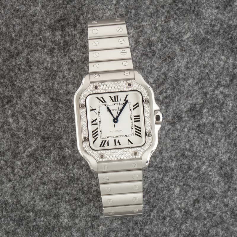 Santos Medium Model de Cartier Watch Diamond Bezel