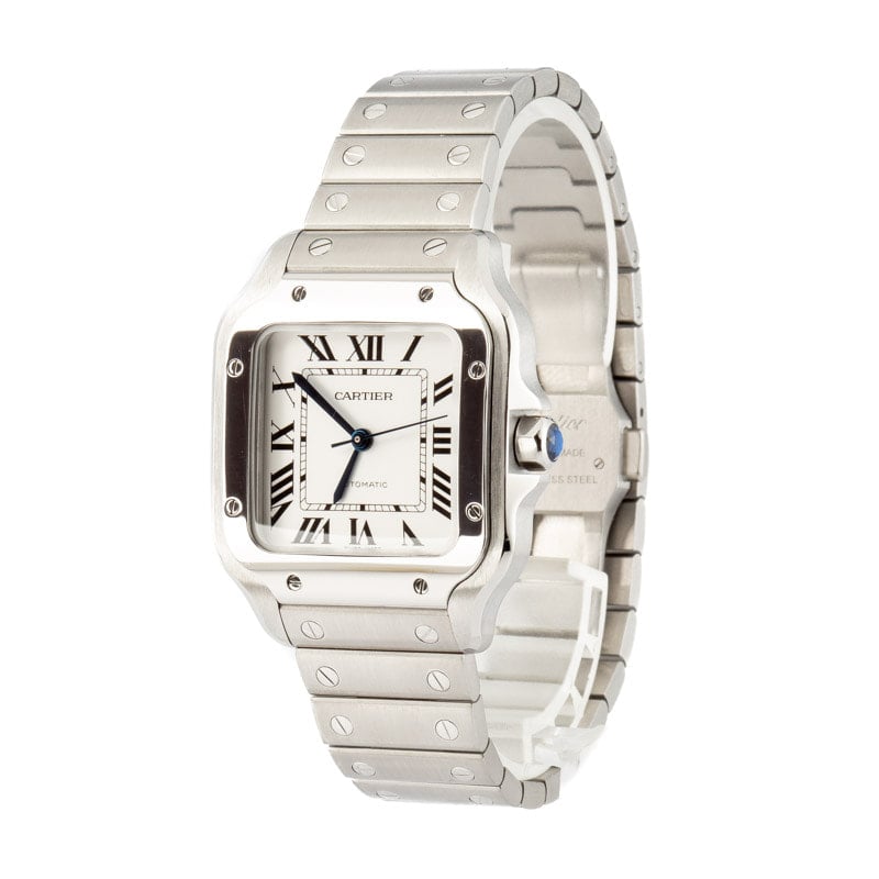 Cartier Santos Stainless Steel Medium Silver Dial