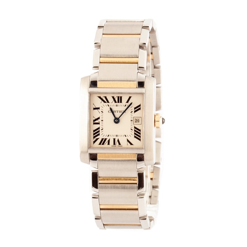 Ladies Cartier Tank Francaise Two Tone Silver Dial