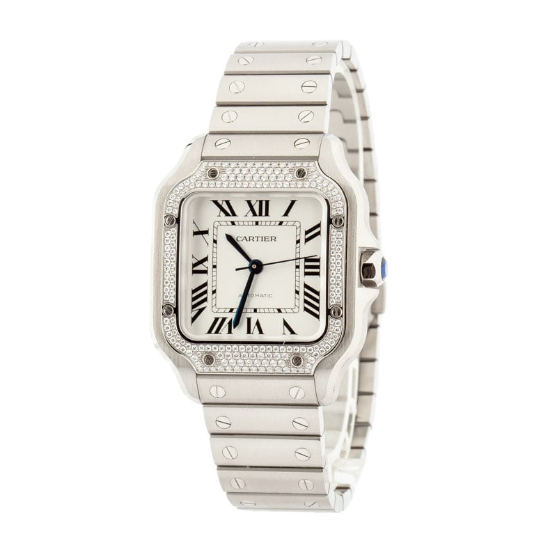 Santos Medium Model de Cartier Watch Diamond Bezel