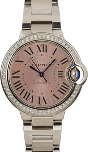 Cartier Ballon Bleu Pink Dial Diamond Bezel