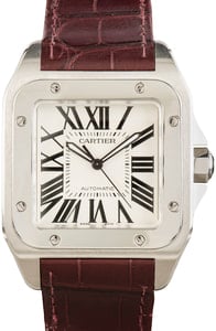 Cartier Santos 100 Silver Roman Dial