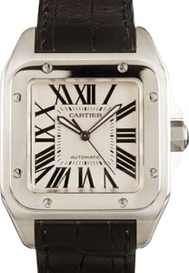 Cartier Santos 100 Stainless Steel Roman Dial