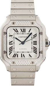 Santos Medium Model de Cartier Watch Diamond Bezel