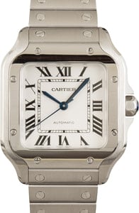 Cartier Santos Stainless Steel Medium Silver Dial