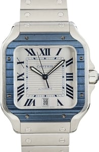 Santos De Cartier Watch Blue Bezel Large Model