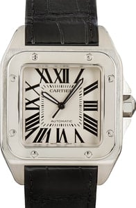 Pre-owned Cartier Santos 100 Silver Roman Dial