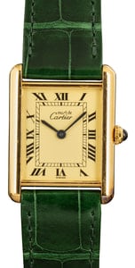 Pre-Owned Cartier Tank Vermeil Leather Strap