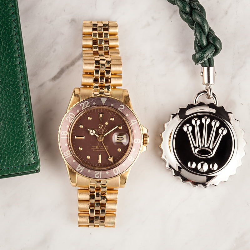 Vintage 1972 Rolex GMT-Master 1675 Yellow Gold 'Root Beer'