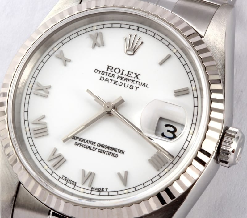 rolex datejust white roman