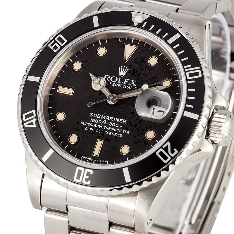 Black Rolex Submariner 16800 Mens x