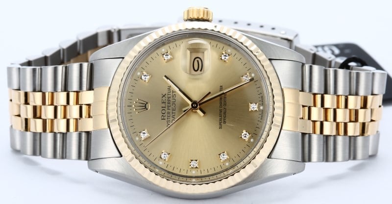 Rolex Datejust Stainless Steel and Gold 16013 Diamond