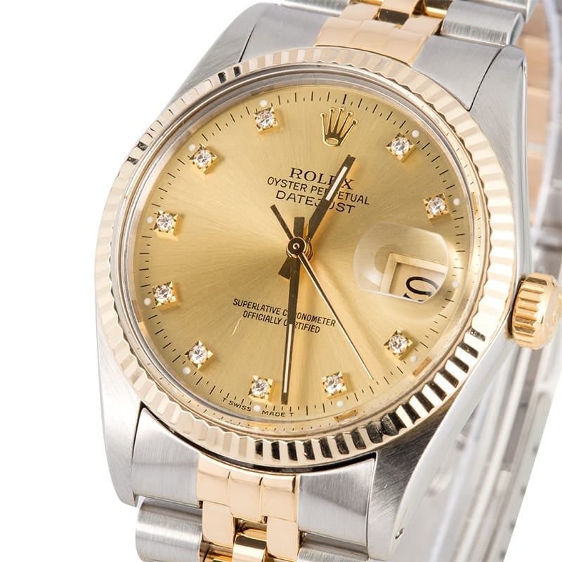 Rolex Datejust Stainless Steel and Gold 16013 Diamond