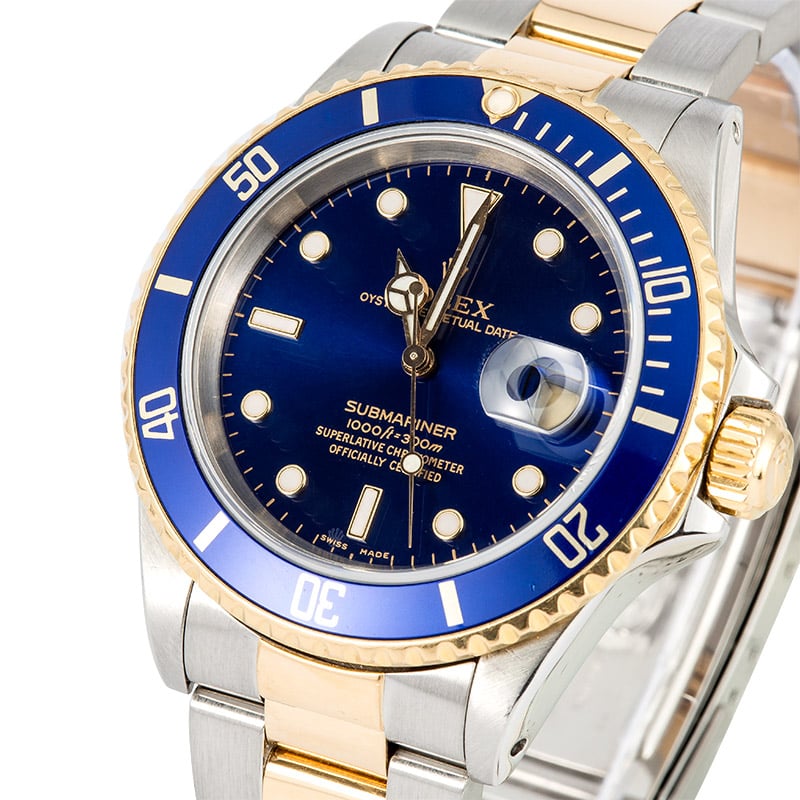 Rolex Submariner 16613 Two Tone Blue Bezel