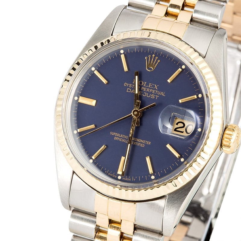 Rolex Datejust 16013 Blue Index Dial Certified Pre-Owned