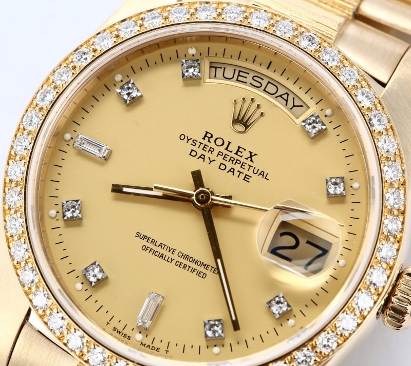 Rolex President Bark 18078 Diamond Dial and Bezel