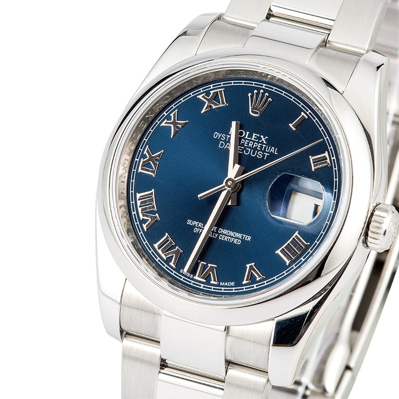 Rolex Datejust 116200 Blue Roman 100% Authentic