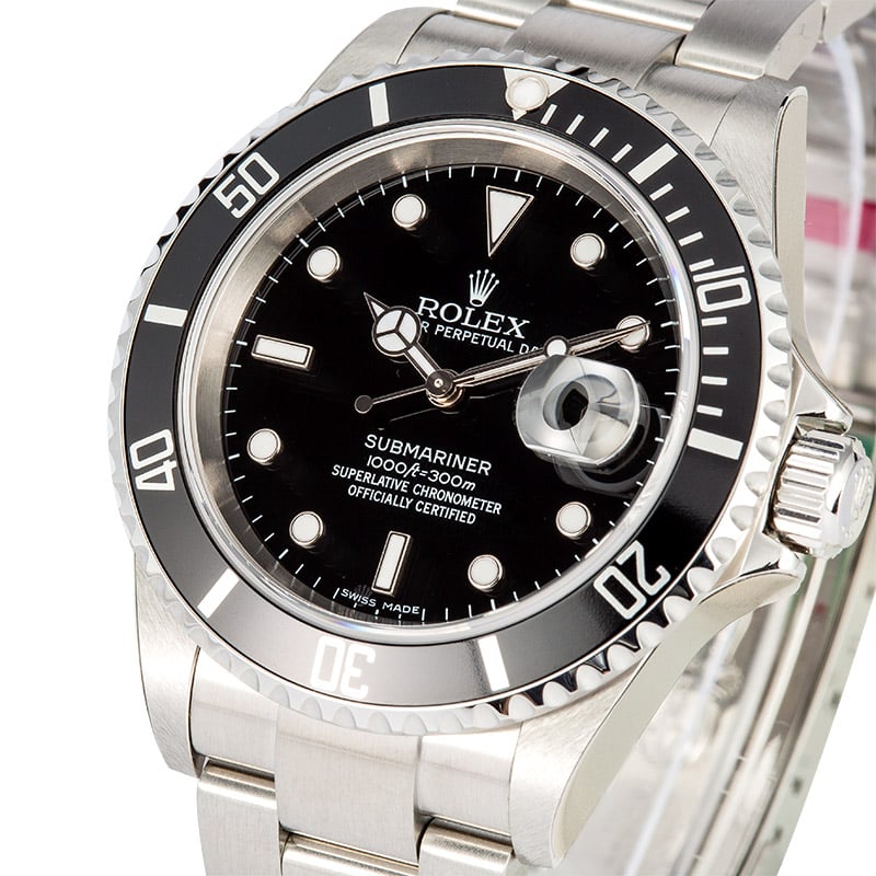 Rolex Black Submariner 16610 Factory Stickered