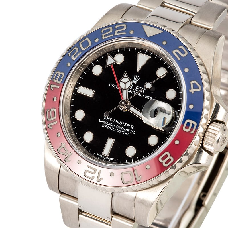 Unworn Rolex GMT Master II Ref 116719 White Gold Pepsi