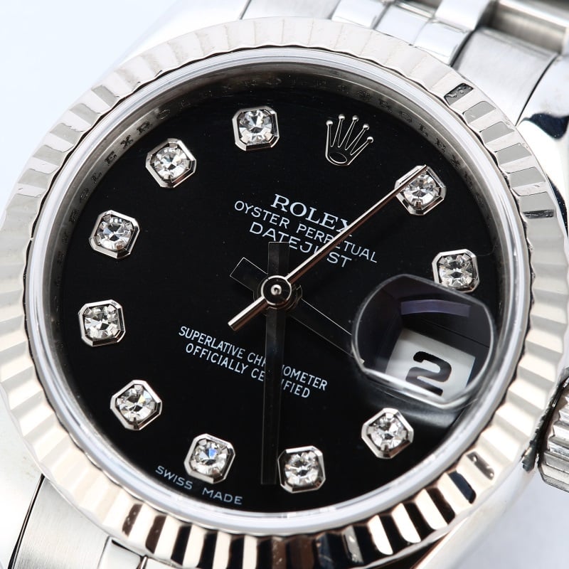 Rolex Lady-Datejust 179174 Black Diamond Dial 100% Genuine