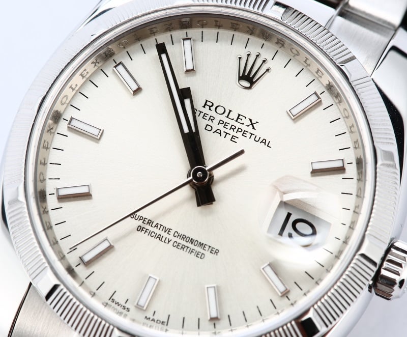 Rolex Date 115210 Silver Dial