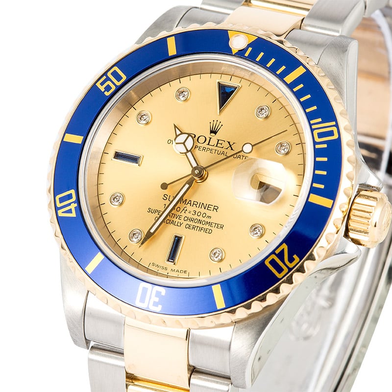 Rolex Submariner 16613T Champagne Serti Dial